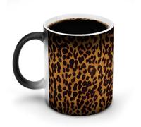 FZMVSQH Tasse à café magique avec motif léopard et guépard, tasse à café personnalisée à changement de couleur, tasse à café sensible à la chaleur avec poignée, 325 ml, tasse amusante en céramique
