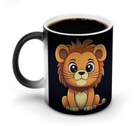FZMVSQH Tasse à café magique avec motif lion de dessin animé - Tasse à café personnalisée à changement de couleur - Sensible à la chaleur - Avec poignée - 325 ml - Tasse amusante en céramique pour thé