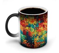 FZMVSQH Tasse à café magique avec motif Pixel Art - Changement de couleur - Sensible à la chaleur - Avec poignée - 325 ml - Tasse amusante en céramique pour thé/latte/lait/cacao
