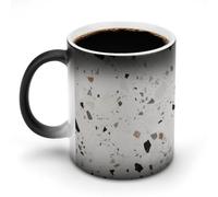 FZMVSQH Tasse à café magique blanche Terrazzo personnalisée à changement de couleur, tasse à café sensible à la chaleur changeante avec poignée, 325 ml, tasse amusante en céramique pour thé/latte/lait