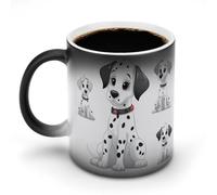 FZMVSQH Tasse à café magique dalmatienne mignonne - Tasse à café personnalisée à changement de couleur - Sensible à la chaleur - Avec poignée - 325 ml - Tasse amusante en céramique pour thé/latte/lait