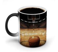 FZMVSQH Tasse à café magique de basket-ball personnalisée à changement de couleur, tasse à café sensible à la chaleur changeante avec poignée, 325 ml, tasse amusante en céramique pour thé/latte/lait