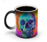 FZMVSQH Tasse à café magique de style dessin animé tête de mort tasse à café personnalisée à changement de couleur tasse à café sensible à la chaleur avec poignée 325 ml tasse amusante en céramique