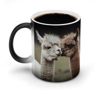 FZMVSQH Tasse à café magique en alpaga amusante - Tasse à changement de couleur - Sensible à la chaleur - Avec poignée - 325 ml - Tasse amusante en céramique pour thé/latte/lait/cacao