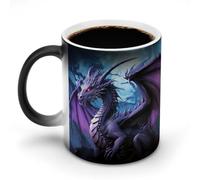 FZMVSQH Tasse à café magique en céramique avec poignée - Motif dragon violet et lune - 325 ml - Tasse amusante en céramique pour thé, latte, lait, cacao
