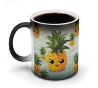 FZMVSQH Tasse à café magique en forme d'ananas mignon - Tasse à café personnalisée à changement de couleur - Sensible à la chaleur - Avec poignée - 325 ml - Tasse amusante en céramique pour thé/latte