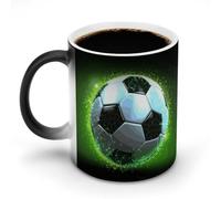 FZMVSQH Tasse à café magique en forme de ballon de football cool - Tasse personnalisée à changement de couleur - Tasse à café sensible à la chaleur avec poignée - 325 ml - Tasse amusante en céramique