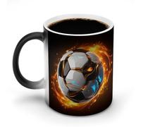 FZMVSQH Tasse à café magique en forme de ballon de football cool - Tasse personnalisée à changement de couleur - Tasse à café sensible à la chaleur avec poignée - 325 ml - Tasse amusante en céramique
