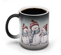 FZMVSQH Tasse à café magique en forme de bonhomme de neige d'hiver, tasse à café personnalisée à changement de couleur, tasse à café sensible à la chaleur avec poignée, 325 ml, tasse amusante en