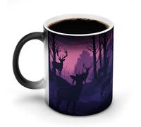 FZMVSQH Tasse à café magique en forme de cerf - Changement de couleur - Sensible à la chaleur - Avec poignée - 325 ml - Tasse amusante en céramique pour thé/latte/lait/cacao
