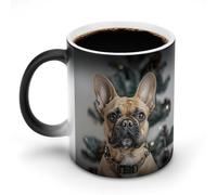 FZMVSQH Tasse à café magique en forme de chien marron clair à changement de couleur, tasse à café sensible à la chaleur avec poignée, 325 ml, tasse amusante en céramique pour thé/latte/lait/cacao