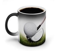FZMVSQH Tasse à café magique en forme de club de golf personnalisée à changement de couleur, tasse à café sensible à la chaleur avec poignée, 325 ml, tasse amusante en céramique pour thé/latte/lait