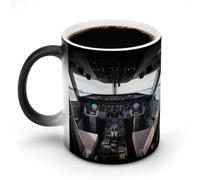 FZMVSQH Tasse à café magique en forme de cockpit d'avion - Tasse personnalisée à changement de couleur - Tasse à café sensible à la chaleur avec poignée - 325 ml - Tasse amusante en céramique pour thé