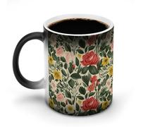 FZMVSQH Tasse à café magique en forme de fleur de rose personnalisée à changement de couleur, tasse à café sensible à la chaleur avec poignée, 325 ml, tasse amusante en céramique pour thé/latte/lait