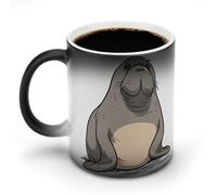 FZMVSQH Tasse à café magique en forme de morse avec poignée - Changement de couleur - Sensible à la chaleur - 325 ml - Tasse amusante en céramique pour thé/latte/lait/cacao