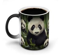FZMVSQH Tasse à café magique en forme de panda mignon - Tasse personnalisée à changement de couleur - Tasse à café sensible à la chaleur avec poignée - 325 ml - Tasse amusante en céramique pour thé