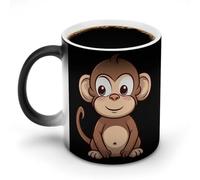 FZMVSQH Tasse à café magique en forme de singe marron de dessin animé, tasse à café personnalisée à changement de couleur, tasse à café sensible à la chaleur avec poignée, 325 ml, tasse amusante en