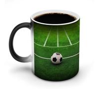 FZMVSQH Tasse à café magique en forme de terrain de jeu de football personnalisée, tasse à café à changement de couleur, tasse à café sensible à la chaleur avec poignée, 325 ml, tasse amusante en
