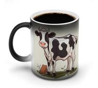 FZMVSQH Tasse à café magique en forme de vache laitière personnalisée à changement de couleur - Tasse à café sensible à la chaleur avec poignée - 325 ml - Tasse amusante en céramique pour thé/latte