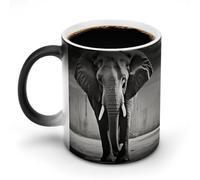 FZMVSQH Tasse à café magique en forme d'éléphant 3D - Tasse personnalisée à changement de couleur - Tasse à café sensible à la chaleur avec poignée - 325 ml - Tasse amusante en céramique pour thé
