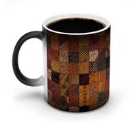 FZMVSQH Tasse à café magique en patchwork de style africain, tasse à café personnalisée à changement de couleur, tasse à café sensible à la chaleur avec poignée, 325 ml, tasse amusante en céramique