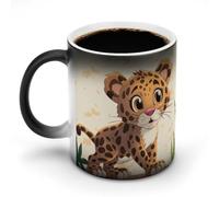FZMVSQH Tasse à café magique Jaguar avec poignée - 325 ml - Changement de couleur - Sensible à la chaleur - Tasse amusante en céramique pour thé/latte/lait/cacao