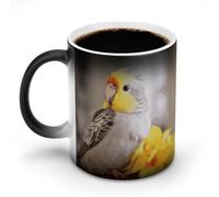 FZMVSQH Tasse à café magique mignonne calopsitte tasse personnalisée à changement de couleur tasse à café sensible à la chaleur avec poignée 325 ml tasse amusante en céramique pour thé/latte/lait