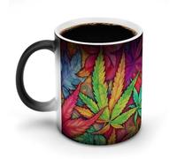 FZMVSQH Tasse à café magique multicolore avec motif de feuilles et mauvaises herbes - Tasse à café personnalisée à changement de couleur - Sensible à la chaleur - Avec poignée - 325 ml - Tasse