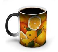 FZMVSQH Tasse à café magique oranges et citrons - Tasse personnalisée à changement de couleur - Sensible à la chaleur - Avec poignée - 325 ml - Tasse amusante en céramique pour thé/latte/lait/cacao