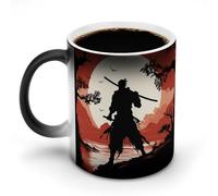 FZMVSQH Tasse à café magique Samurai personnalisée à changement de couleur - Tasse à café sensible à la chaleur avec poignée - Tasse amusante en céramique pour thé/latte/lait/cacao - 325 ml