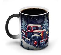 FZMVSQH Tasse à café magique « Truck in Snow » personnalisée à changement de couleur - Tasse à café sensible à la chaleur avec poignée - 325 ml - Tasse amusante en céramique pour thé/latte/lait/cacao