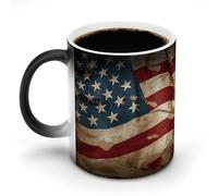 FZMVSQH Tasse à café vintage avec drapeau américain magique - Tasse à café personnalisée à changement de couleur - Sensible à la chaleur - Avec poignée - 325 ml - Tasse amusante en céramique pour thé