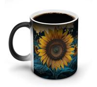 FZMVSQH The Most Beautiful Sunflower Magic Coffee Mug personnalisé à changement de couleur sensible à la chaleur avec poignée 325 ml Tasse amusante en céramique pour thé/latte/lait/cacao