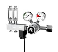 FZONE Pro Régulateur CO₂ Double Détente W21.8 pour Aquarium et Plantes | Collecteur extensible, pression réglable, solénoïde CC, métal durable, vanne à pointeau de précision intégrée, compte-bulles