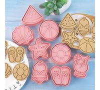 FZQBEY Emporte-pièces 3D Pastèque, Moules Biscuits Forme de Verre à Cocktail Coupe-Biscuits Emporte Piece Patisserie de Etoile de Mer Pétoncle Moule à Gaufrage de Biscuits sur Thème de la Plage d'été