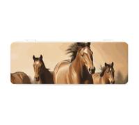 FZQVSGW Boîte de papeterie avec design amovible créatif minimaliste boîte de rangement cheval marron ABS durable trousse à crayons 180° posée à plat et fermeture à pression sécurisée pour fournitures