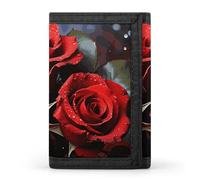 FZQVSGW Galaxy Tiger Portefeuille à trois volets avec 8 emplacements pour cartes de crédit, Roses rouges romantiques, Taille unique, Moderne