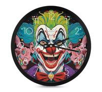 FZQVSGW Horloge murale silencieuse Clowns sans tic-tac, horloge décorative en verre + corps lumineux de luxe 25,4 cm
