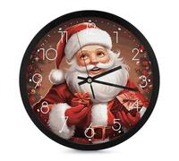FZQVSGW Horloge murale silencieuse Père Noël Cadeau de Noël Horloge décorative en verre Miroir + corps lumineux de luxe 25,4 cm