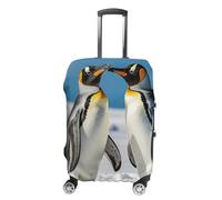 FZQVSGW Housse de bagage pour voyage avec jeunes pingouins avec neige, housse de bagage tendance, lavable, extensible, protection pour bagages de 48 à 81 cm, blanc, S