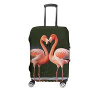 FZQVSGW Housse de bagage pour voyage, flamants roses, s'embrasser dans le lac, housse de bagage tendance, lavable, extensible, protection pour bagages de 48,3 à 81,3 cm, blanc, M