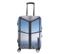 FZQVSGW Housse de bagage pour voyage, gratte-ciel, bâtiments, housse de bagage tendance, lavable, extensible, protection pour bagages de 48,3 à 81,3 cm, blanc, S
