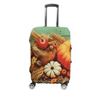 FZQVSGW Housse de bagage pour voyage, Happy Thanksgiving - Tendance - Lavable - Extensible - Convient aux bagages de 48 à 81 cm, blanc, L