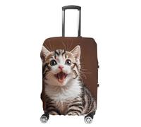 FZQVSGW Housse de bagage pour voyage, motif chaton heureux, housse de bagage tendance, lavable, extensible, protection pour bagages de 48 à 81 cm, blanc, L