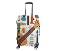 FZQVSGW Housse de bagage pour voyage, motif guitare musicale, housse de bagage tendance, lavable, extensible, protection pour bagages de 48 à 81 cm, blanc, XL