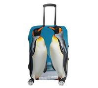 FZQVSGW Housse de bagage pour voyage, motif pingouins heureux, housse de bagage tendance, lavable, extensible, protection pour bagages de 48 à 81 cm, blanc, XL