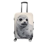 FZQVSGW Housse de bagage pour voyage, peinture phoque du Groenland, housse de bagage tendance, lavable, extensible, protection pour bagages de 48,3 à 81,3 cm, blanc, M