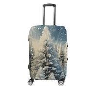FZQVSGW Housse de bagage pour voyage, Snow Wonderland, pin, Noël, tendance, lavable, extensible, protection pour bagages de 48,3 à 81,3 cm, blanc, taille S, blanc, S