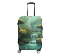 FZQVSGW Housse de bagage pour voyage vue sur la rivière fantastique avec étang et poissons champignons dans les arbres de la jungle, housses de bagage tendance lavables extensibles pour valises de