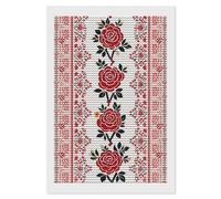 FZQVSGW Kit complet de broderie diamant ukrainienne style rose à faire soi-même, plateaux carrés décoratifs pour la maison ou la ferme, 20,3 x 30,5 cm (sans cadre inclus)